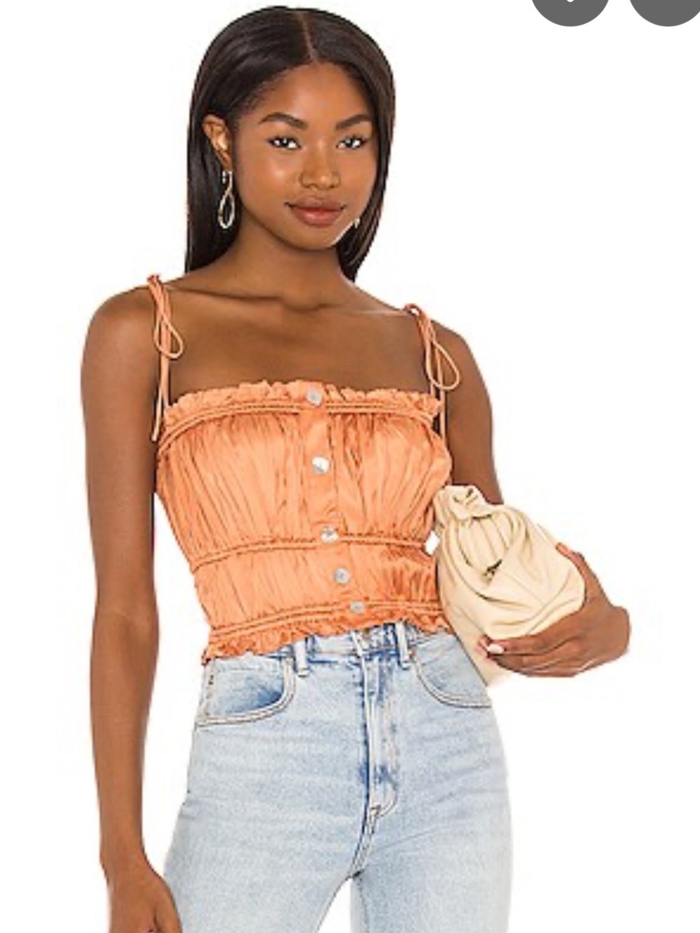 Song of Style Terracotta Ruched Button-Front Camisole